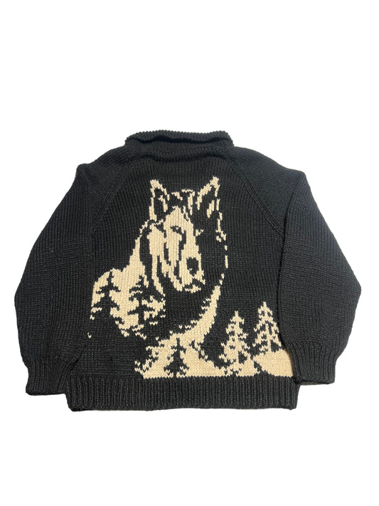 Wolf knit button up XL